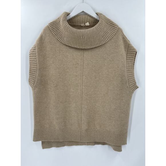 Moth Anthropologie Sweater Womens XS Beige Brown Turtleneck Sleeveless Pullover - Picture 1 of 16